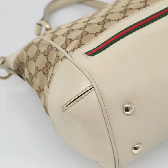 GUCCI GG Canvas Web Sherry Line Hand Bag 2way Beige Gold 269894 Auth BA2226 - Picture 5 of 16